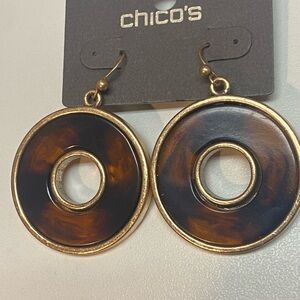 Chicos Tortoise and Gold Earrings NWT